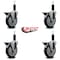 Service Caster 5'' Thermoplastic Rubber Swivel 1-1/8'' Expanding Stem Caster Set with Brake, 4PK SCC-EX20S514-TPRB-PLB-118-4 - alternate 2